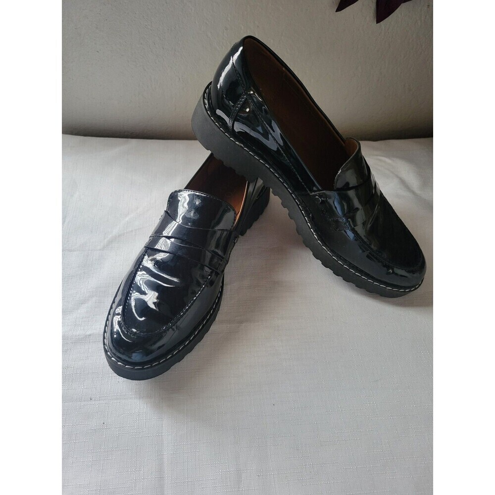 FRANCO SARTO Loafer Black Faux Patent Leather Size US 9 EXCELLENT